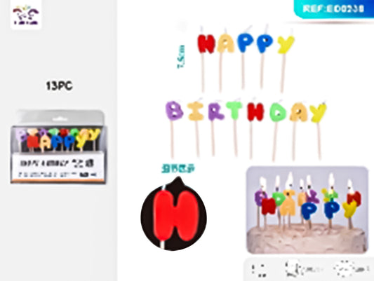 Happy birthday candle mixed color 13pc