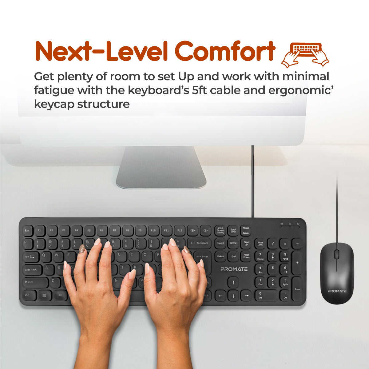 Quiet Key Wired Compact KeyBoard & Mouse