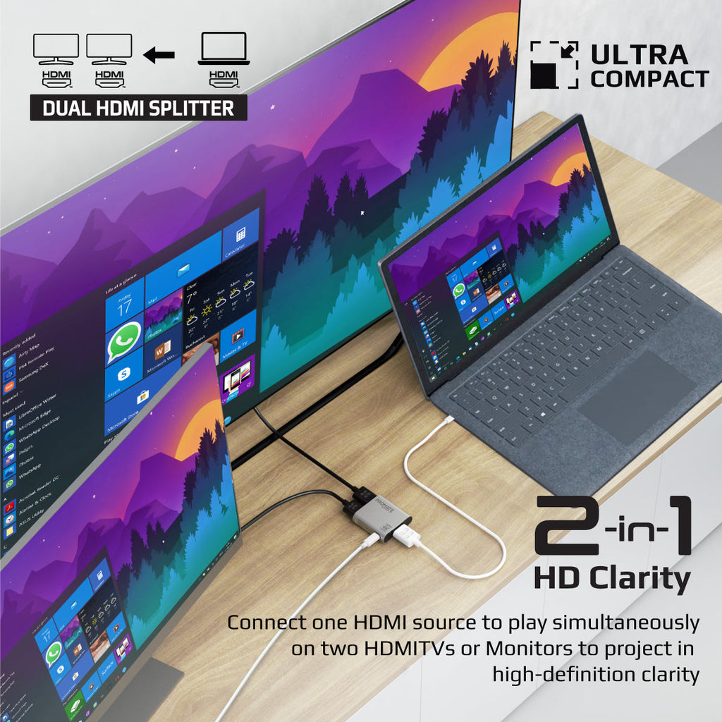 4K@60Hz HDMI Splitter with Dual HDMI Output