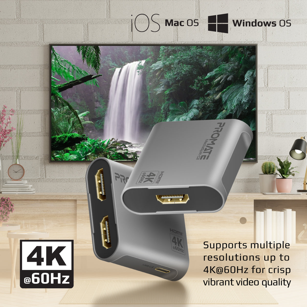 4K@60Hz HDMI Splitter with Dual HDMI Output