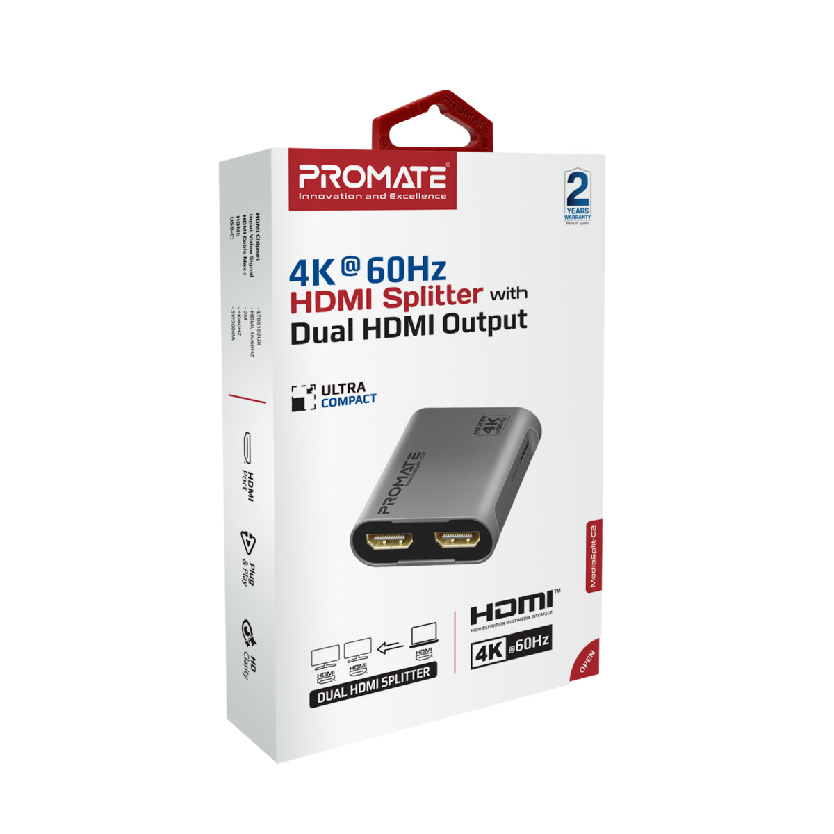 4K@60Hz HDMI Splitter with Dual HDMI Output