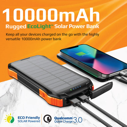 10000mAh Rugged EcoLight™ Solar Power Bank