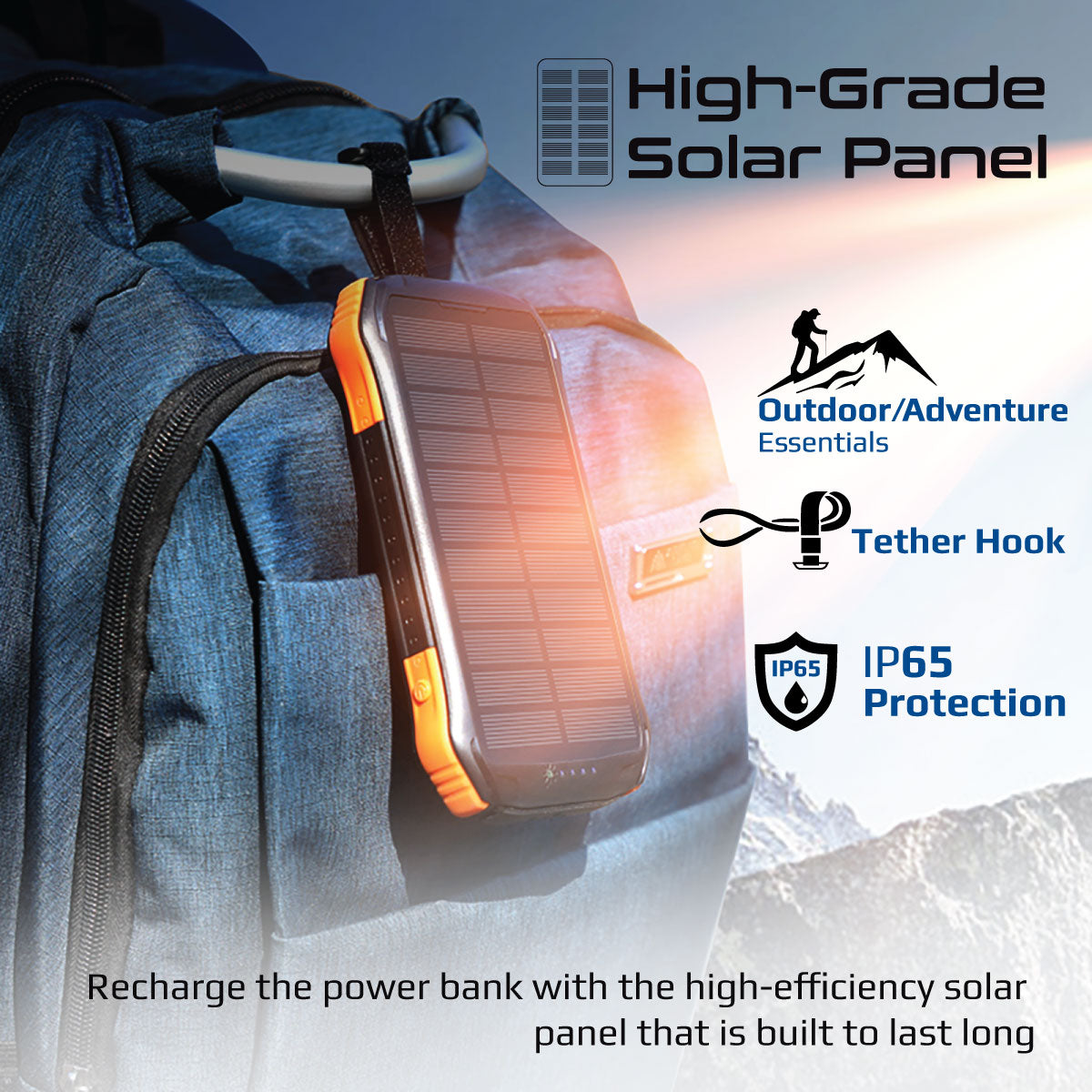 10000mAh Rugged EcoLight™ Solar Power Bank