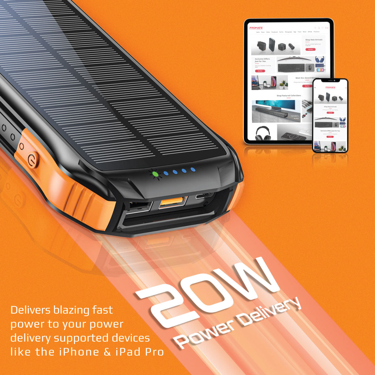 10000mAh Rugged EcoLight™ Solar Power Bank