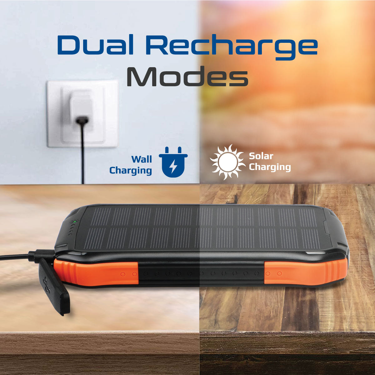 10000mAh Rugged EcoLight™ Solar Power Bank