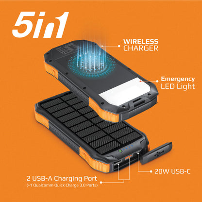 10000mAh Rugged EcoLight™ Solar Power Bank