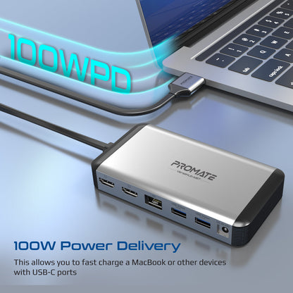 13-in-1 MacBook Docking station with 150W Power Adapter & 4K@60Hz MST Dual Display