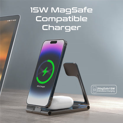 Ultra-Slim Transparent Foldable 15W MagSafe compatible Wireless Charging Station