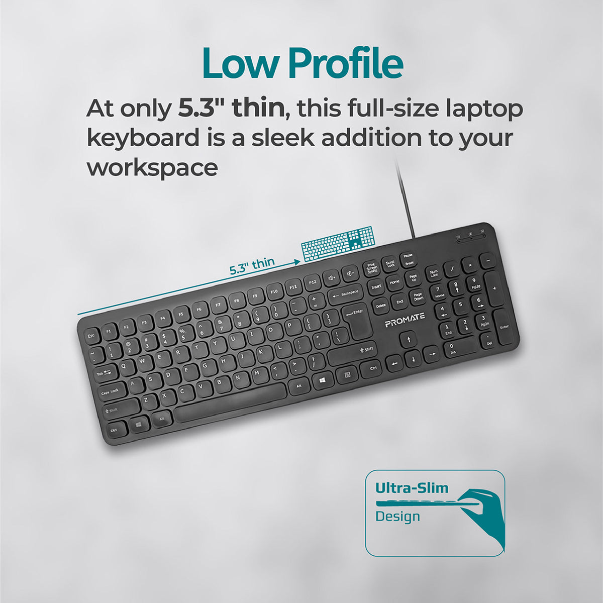 Ultra-Slim Quiet Key Wired Keyboard