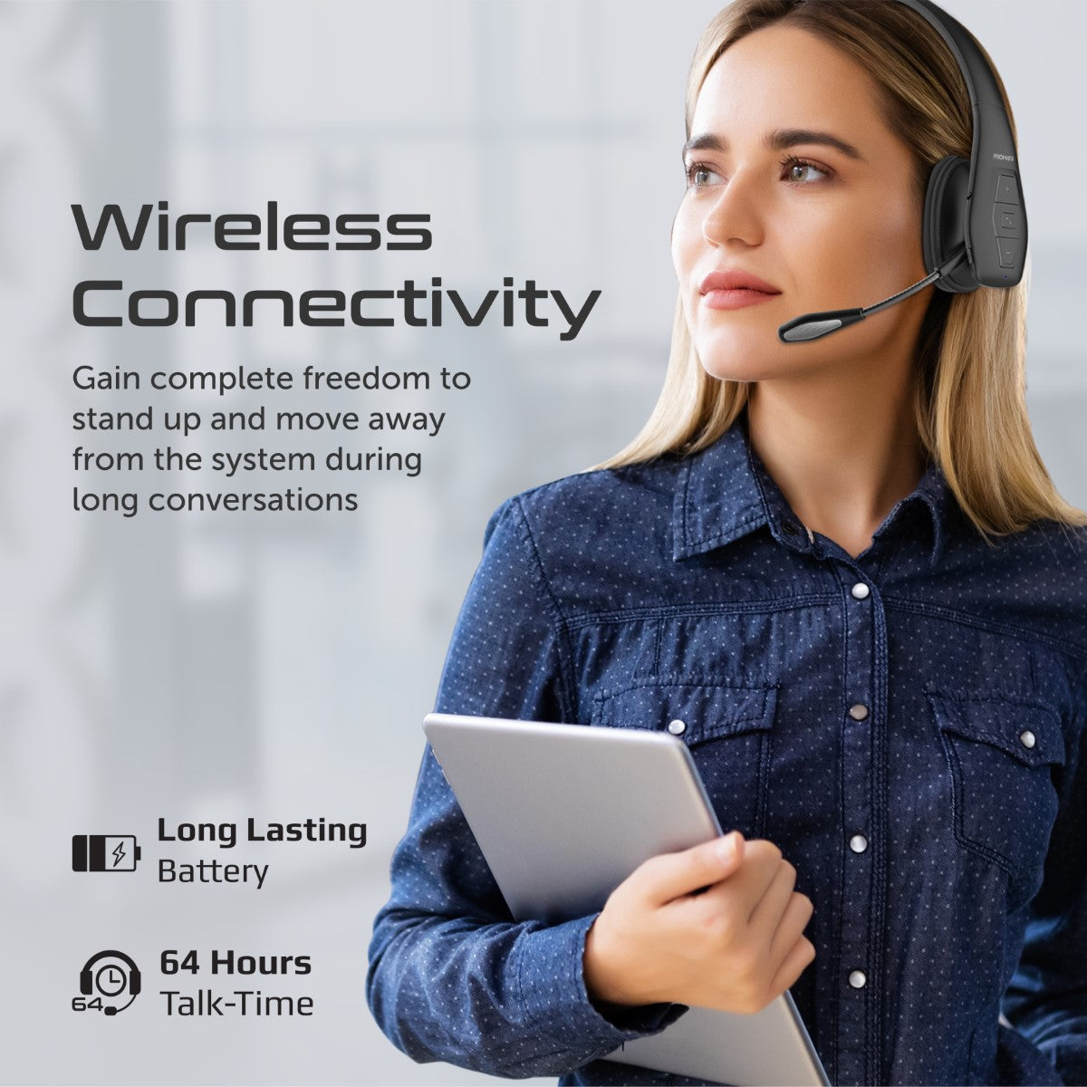 Professional Grade Mono On-Ear Wireless Headset