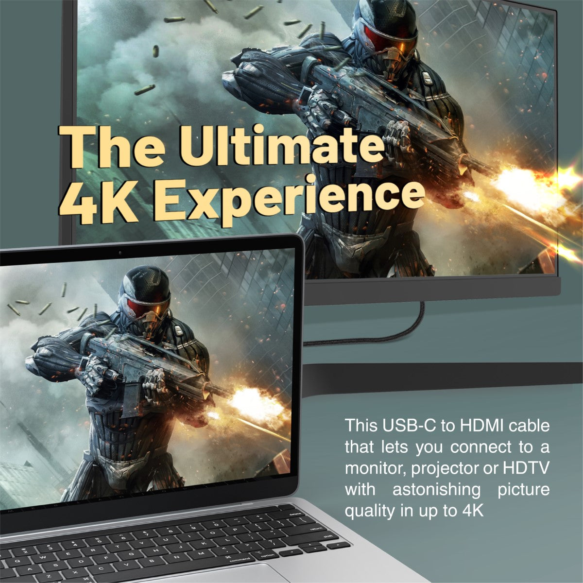 4K CrystalClarity USB-C to HDMI Cable