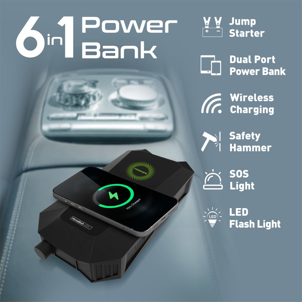 1500A/12V High Capacity Jump Starter Power Bank