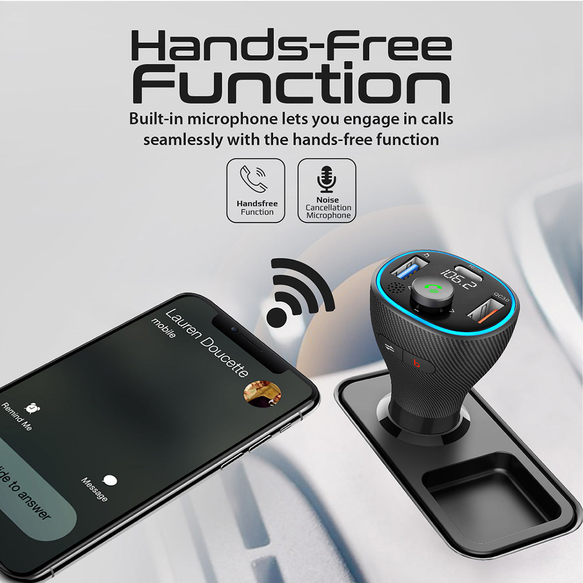 Universal Wireless Hands-free Kit with FM Transmitter