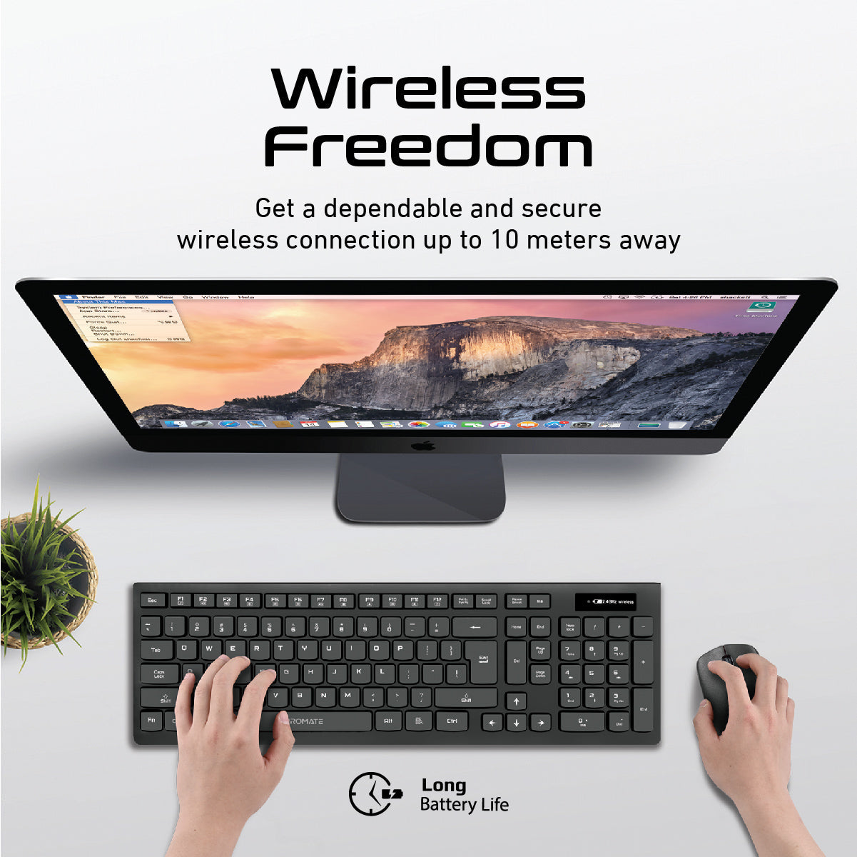 Sleek Profile Full Size Wireless Keyboard & Mouse