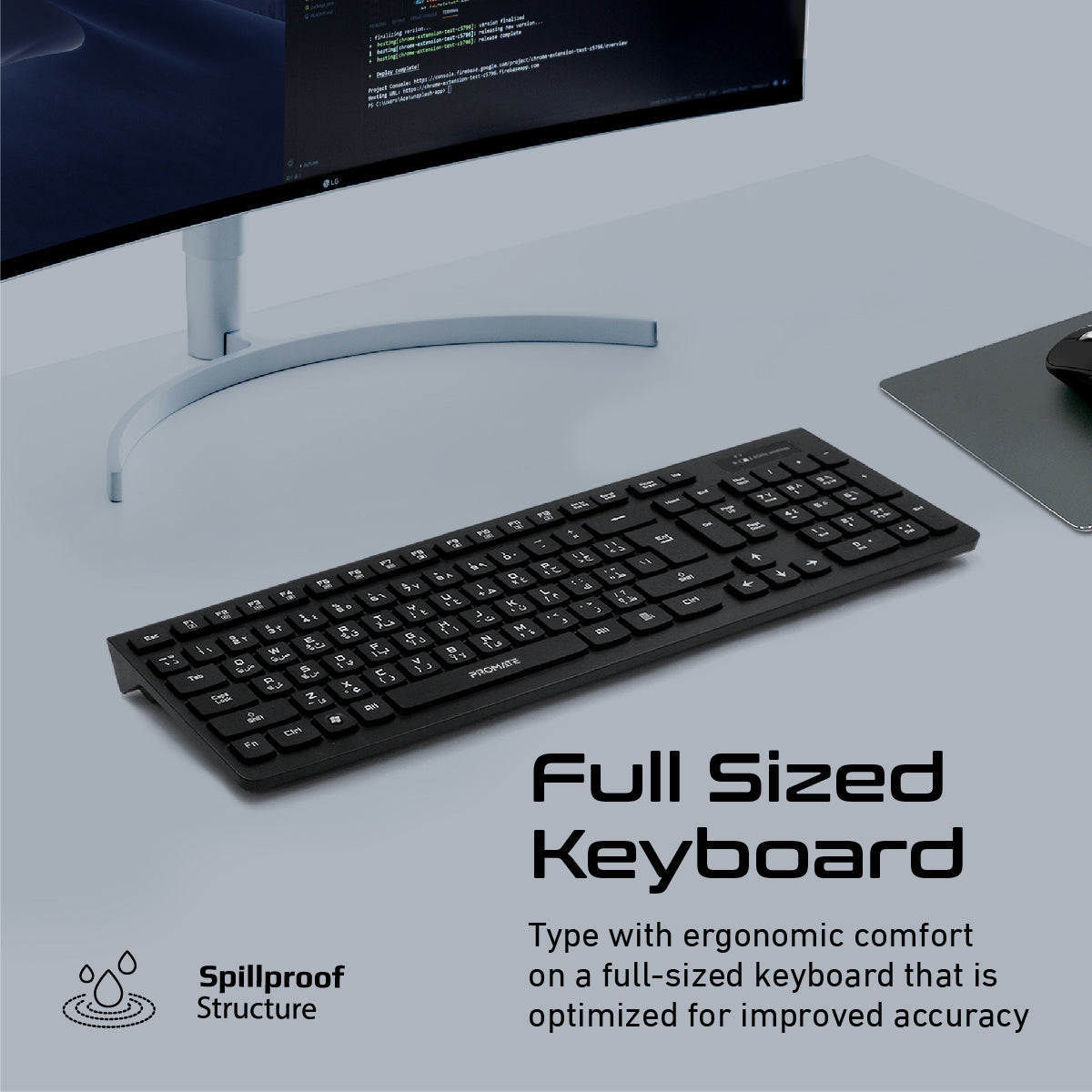 Sleek Profile Full Size Wireless Keyboard & Mouse