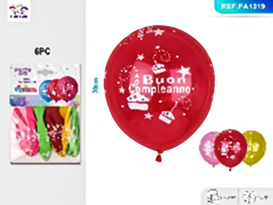 2.8g mixed color 30cm 6pc happy birthday balloon