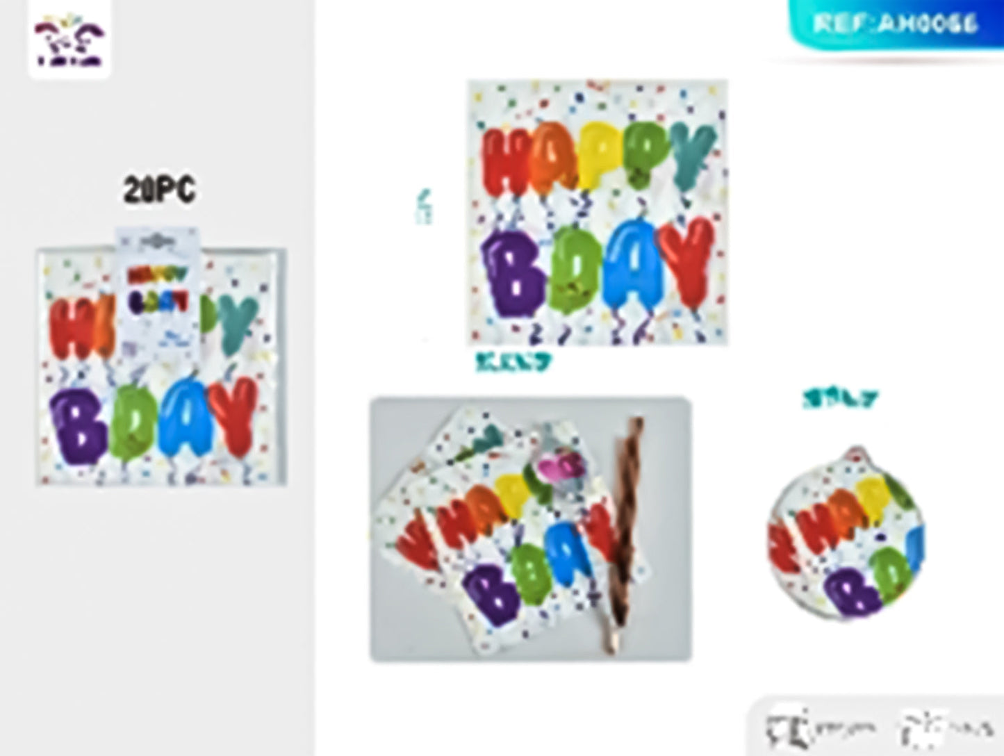 Napkins colored balloons 33x33cm 20 pcs