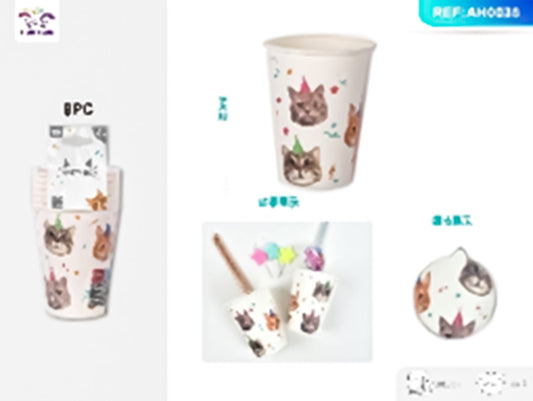 Cat cups 10cm 8 pcs