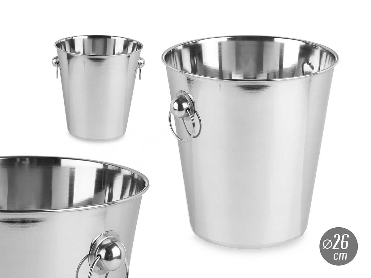 STEEL ICE BUCKET HANDLES 26CM DIAM