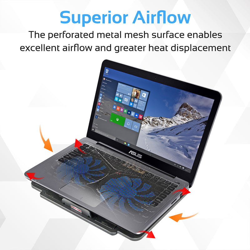 Promate Technologies - Laptop Cooling Pad with Silent Fan Technology