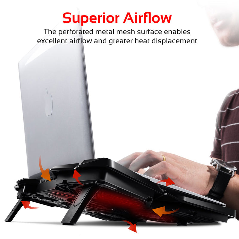 Promate Technologies - Ergonomic Laptop Cooling Pad with Silent Fan Technology