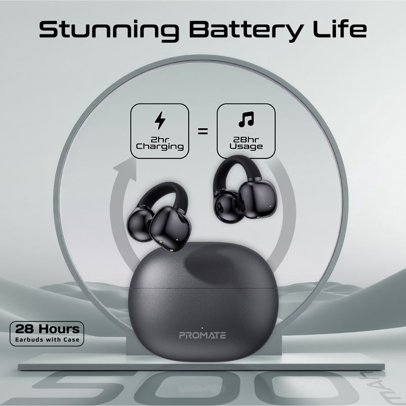 Promate Technologies - AudioFit™ Open Ear Clip On TWS Earbuds w/ IntelliTouch
