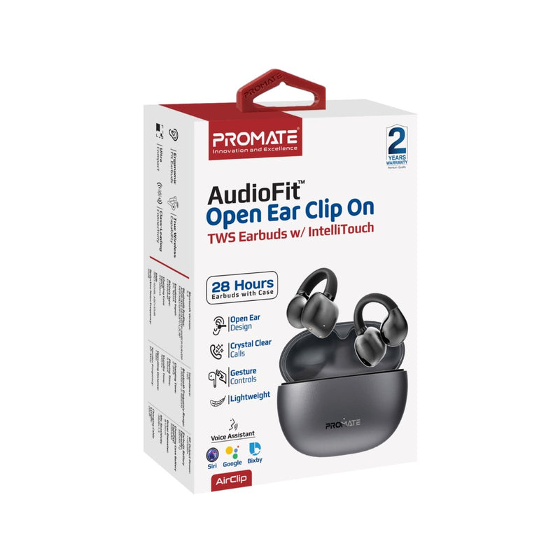 Promate Technologies - AudioFit™ Open Ear Clip On TWS Earbuds w/ IntelliTouch