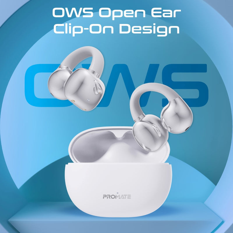 Promate Technologies - AudioFit™ Open Ear Clip On TWS Earbuds w/ IntelliTouch