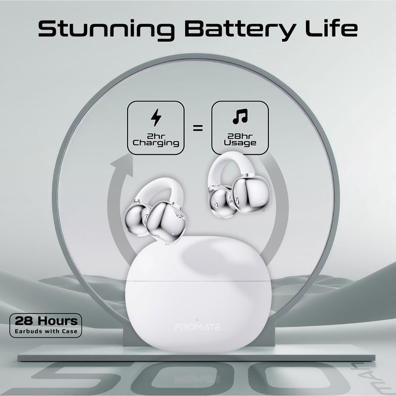 Promate Technologies - AudioFit™ Open Ear Clip On TWS Earbuds w/ IntelliTouch