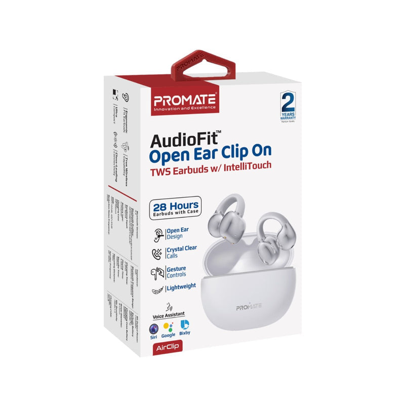 Promate Technologies - AudioFit™ Open Ear Clip On TWS Earbuds w/ IntelliTouch