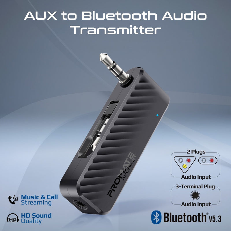 Promate Technologies - Compact AUX to Bluetooth Audio Transmitter Adapter
