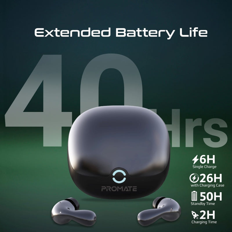 Promate Technologies - High-Definition Hybrid ANC TWS Earbuds with IntelliTouch