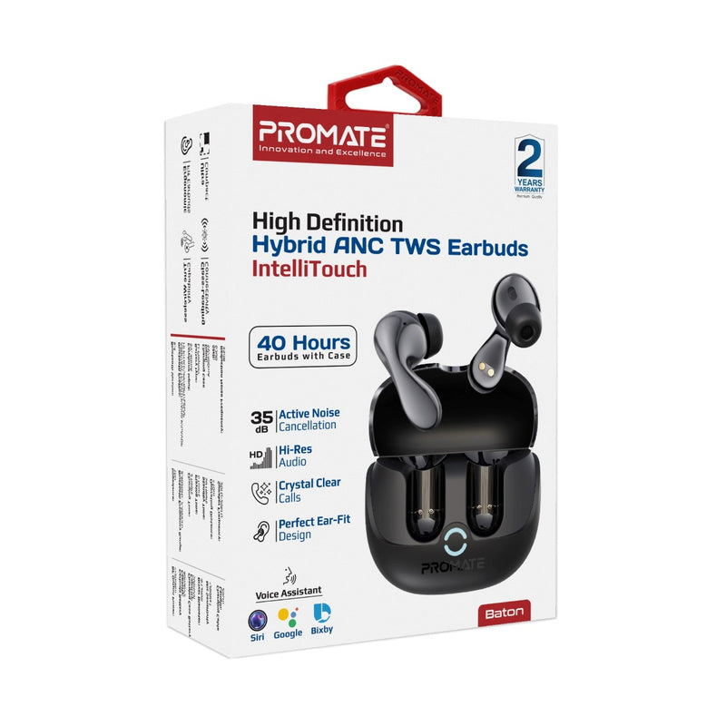 Promate Technologies - High-Definition Hybrid ANC TWS Earbuds with IntelliTouch