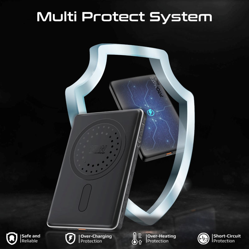 Promate Technologies - Ultra-Slim Aluminum Crafted MagSafe Compatible Wireless Charging Power