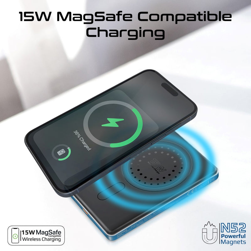 Promate Technologies - Ultra-Slim Aluminum Crafted MagSafe Compatible Wireless Charging Power