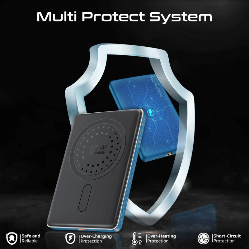 Promate Technologies - Ultra-Slim Aluminum Crafted MagSafe Compatible Wireless Charging Power
