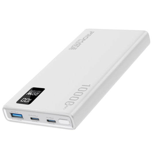Promate Technologies - Compact Smart Charging Power Bank with 20W PD Dual USB-C and 22.5W USB