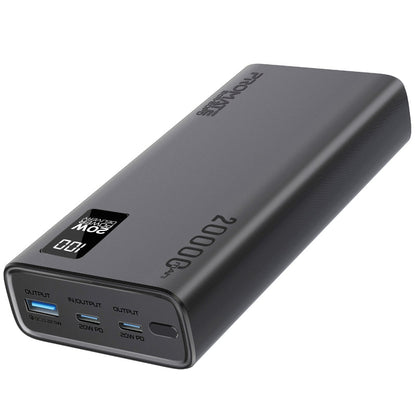 Promate Technologies - Compact Smart Charging Power Bank with 20W PD Dual USB-C and 22.5W USB-A Ports