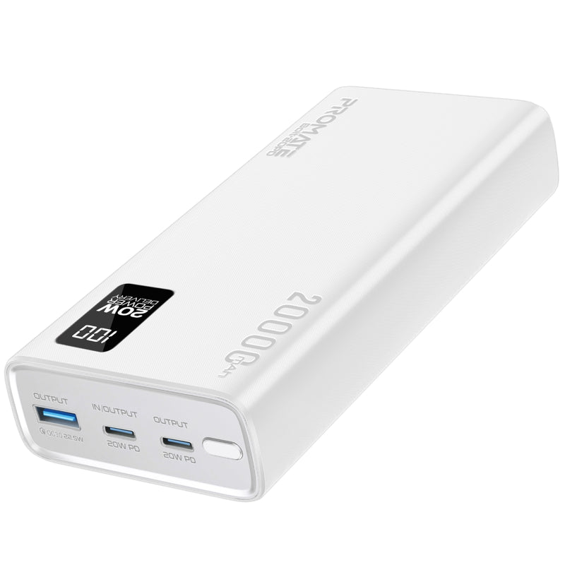 Compact Smart Charging Power Bank with 20W PD Dual USB-C and 22.5W USB