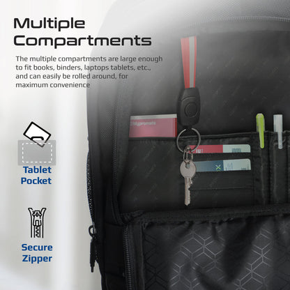Promate Technologies -  Multi-Functional 15.6” Laptop Trolley Bag with Large Multiple Compartments