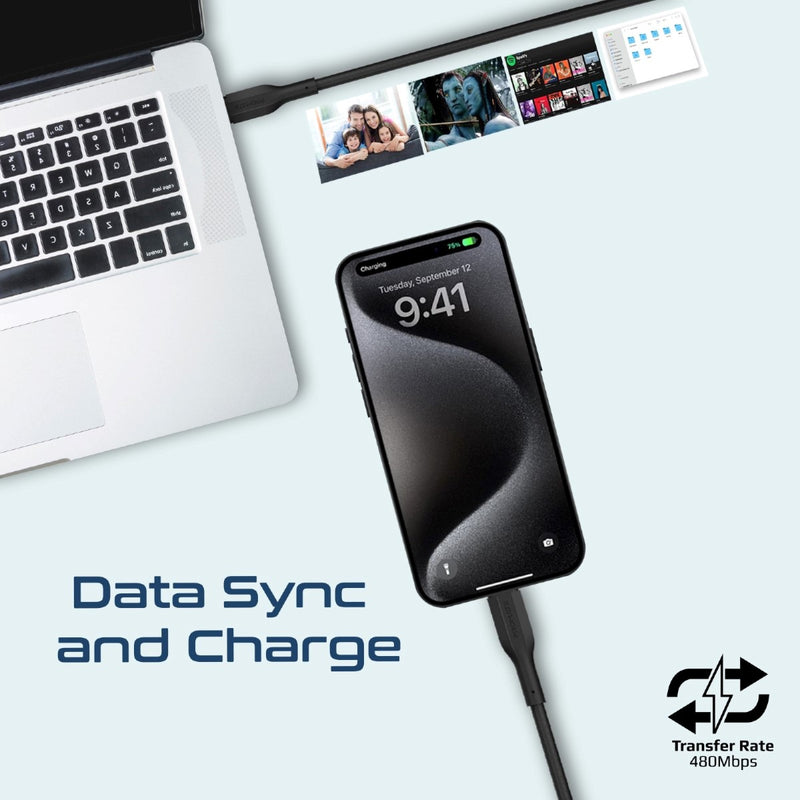 Promate Technologies - 3Pcs High Tensile Strength Data & Charge USB-C Cable kit