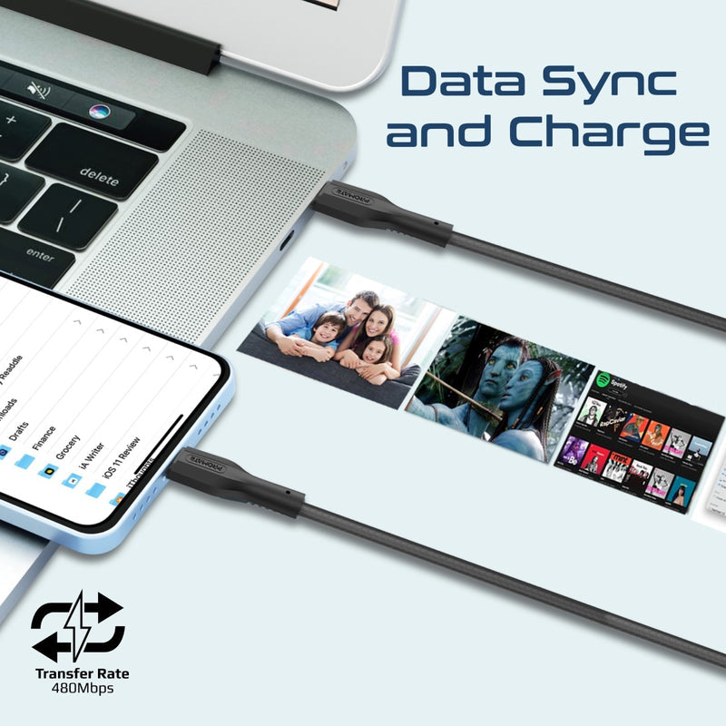 Promate Technologies - 3Pcs High Tensile Strength 27W USB-C to Lightning Cable Kit