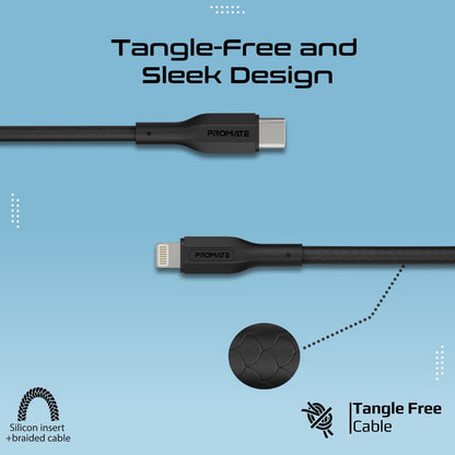 Promate Technologies - 3Pcs High Tensile Strength 27W USB-C to Lightning Cable Kit