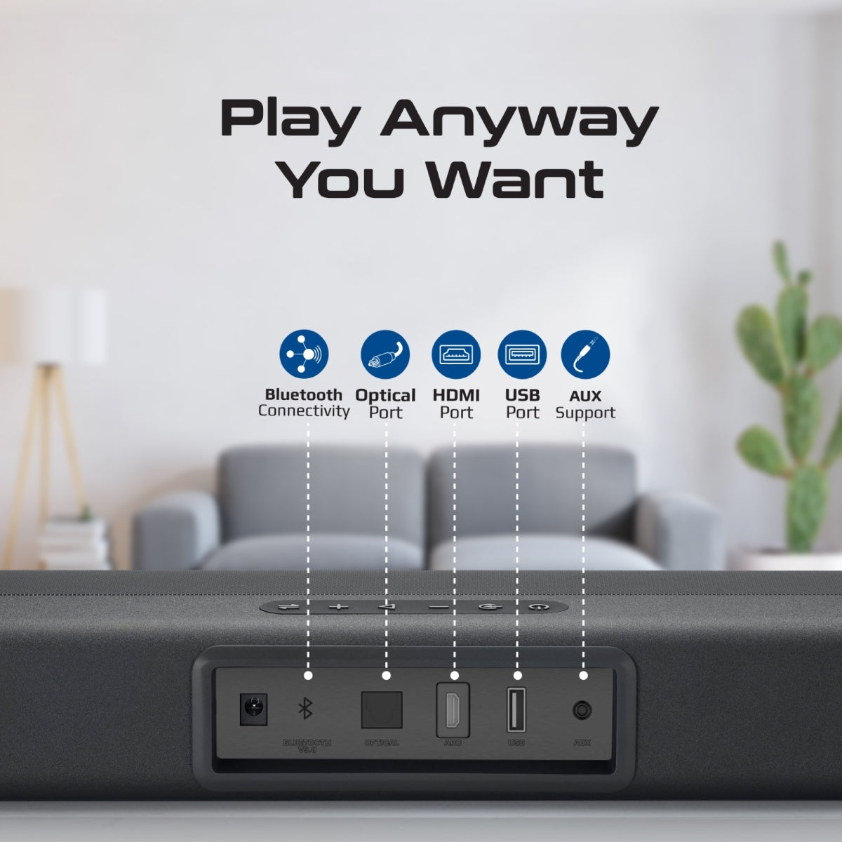 60W Ultra-Slim SoundBar with Built-in Subwoofer