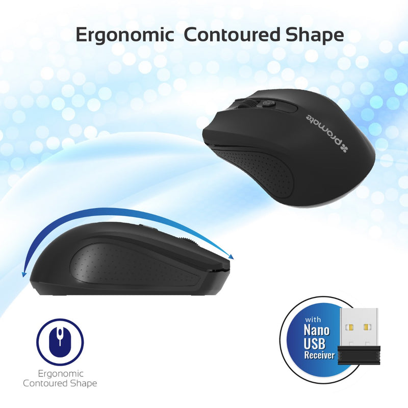 Promate Technologies - 2.4GHz Wireless Ergonomic Optical Mouse