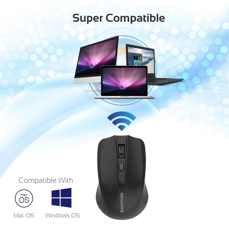 Promate Technologies - 2.4GHz Wireless Ergonomic Optical Mouse
