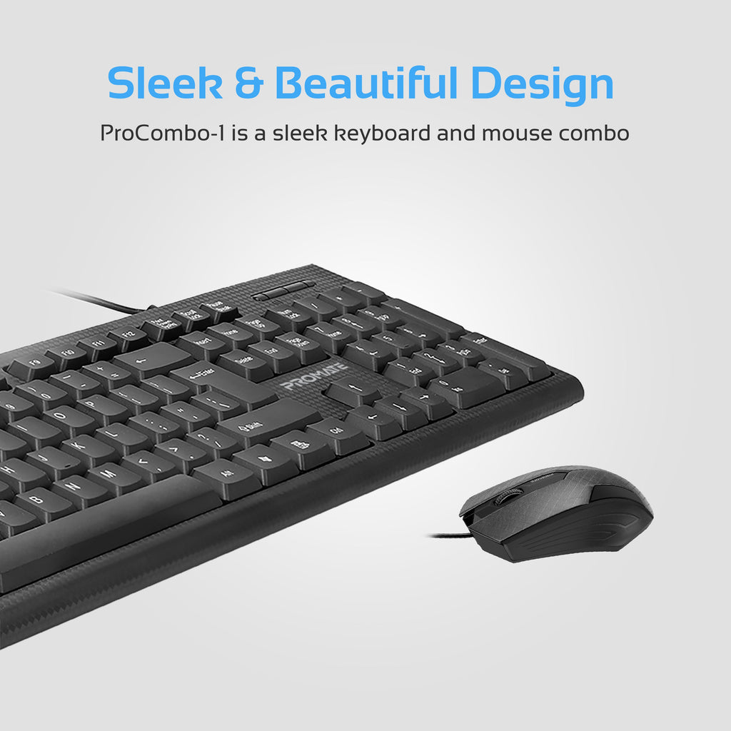 Ergonomic Wired USB Full-Size Keyboard & Mouse Combo