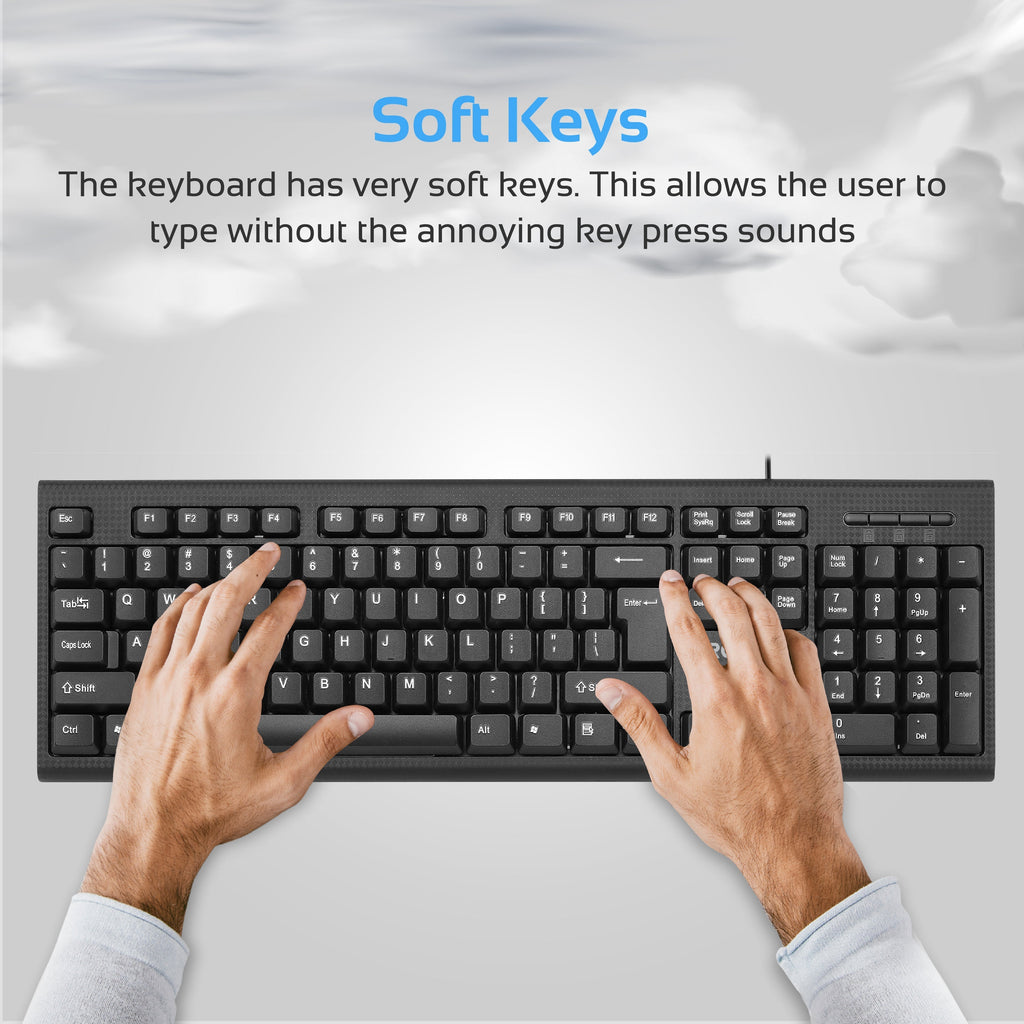 Ergonomic Wired USB Full-Size Keyboard & Mouse Combo