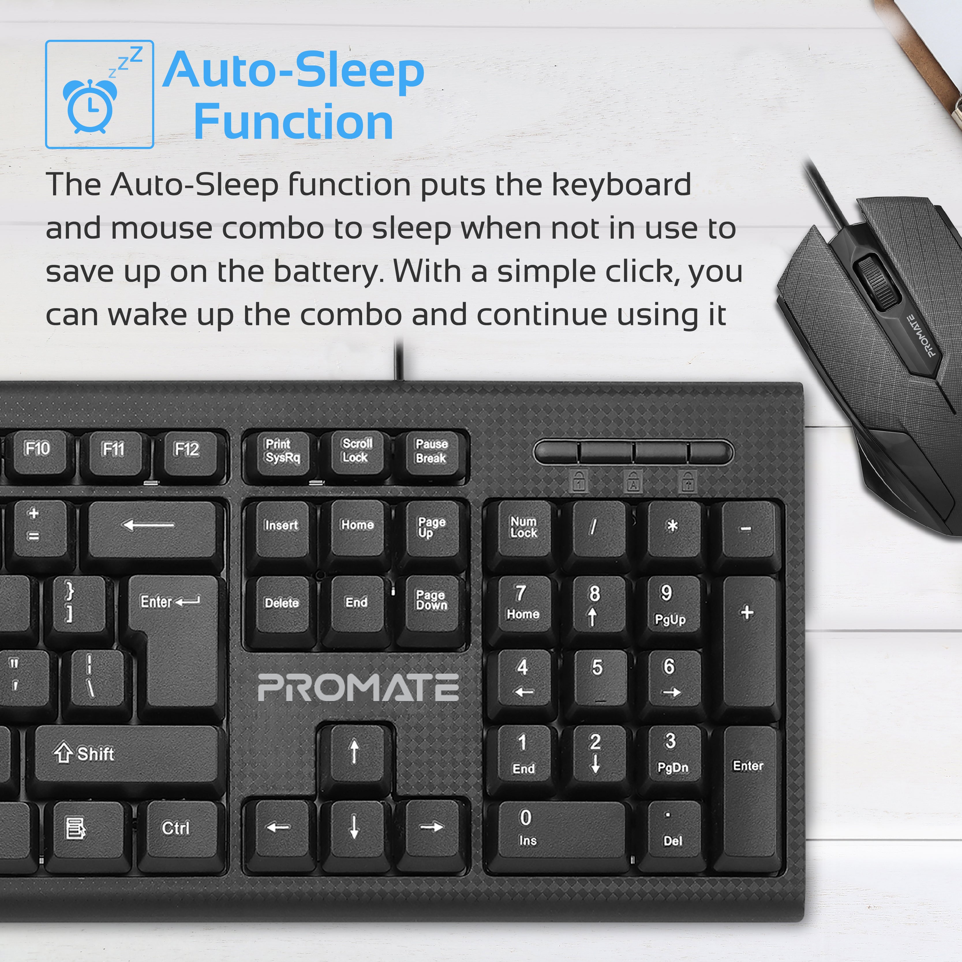 Ergonomic Wired USB Full-Size Keyboard & Mouse Combo