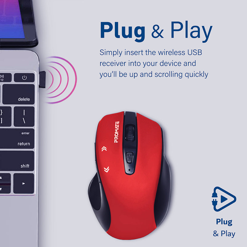Promate Technologies - EZGrip™ Ergonomic Wireless Mouse